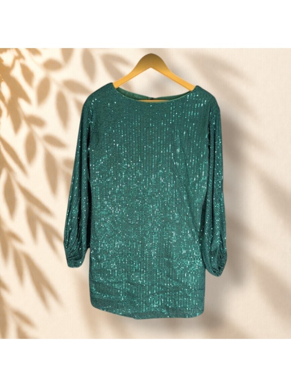 Vine & Love Mini Dress Women S Small Green Short Sequin Wedding Guest Lined